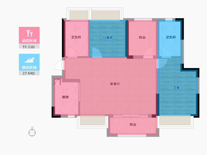 广东省-佛山市-正荣新希望金洲府-74.01-户型库-动静分区