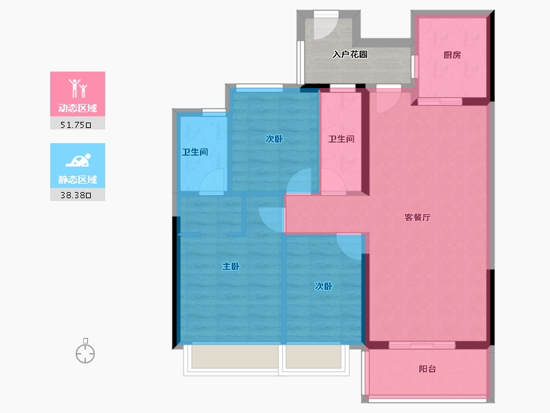 广东省-广州市-粤海·壹桂府-86.40-户型库-动静分区