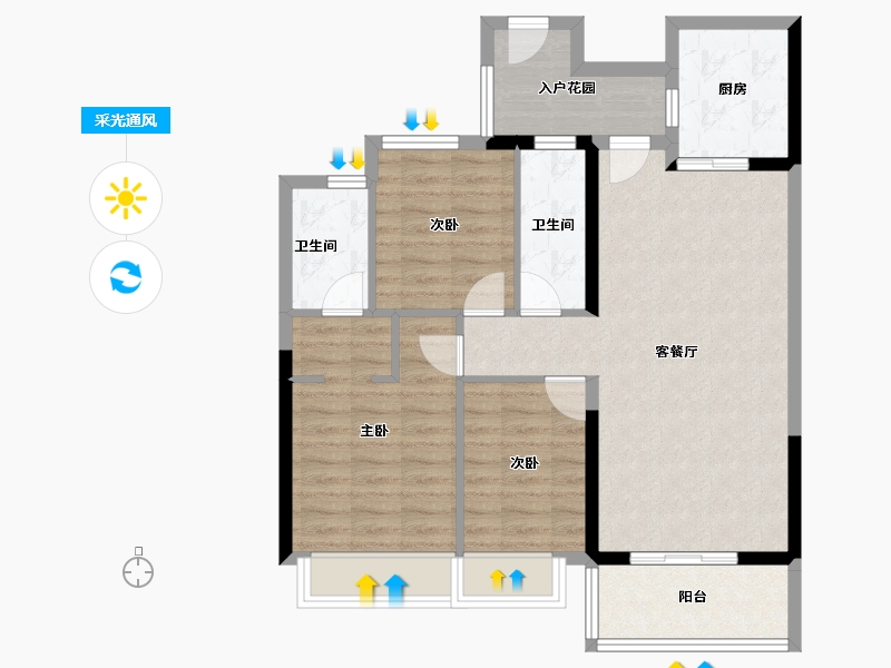 广东省-广州市-粤海·壹桂府-86.40-户型库-采光通风