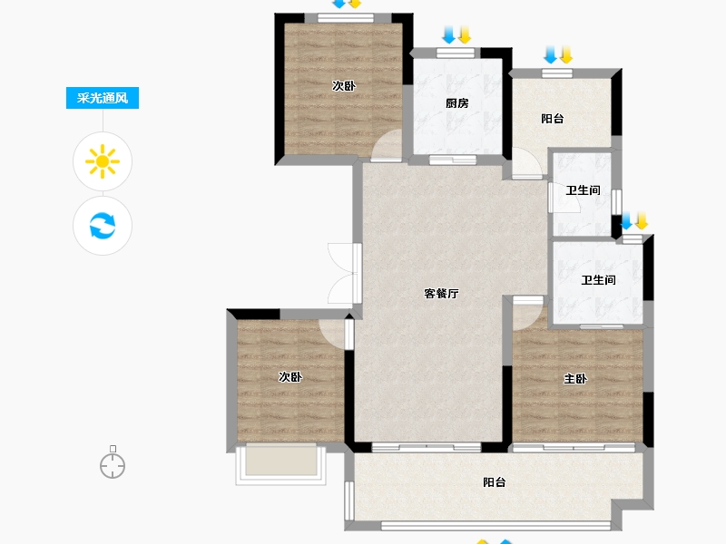 安徽省-合肥市-融侨天越-95.21-户型库-采光通风