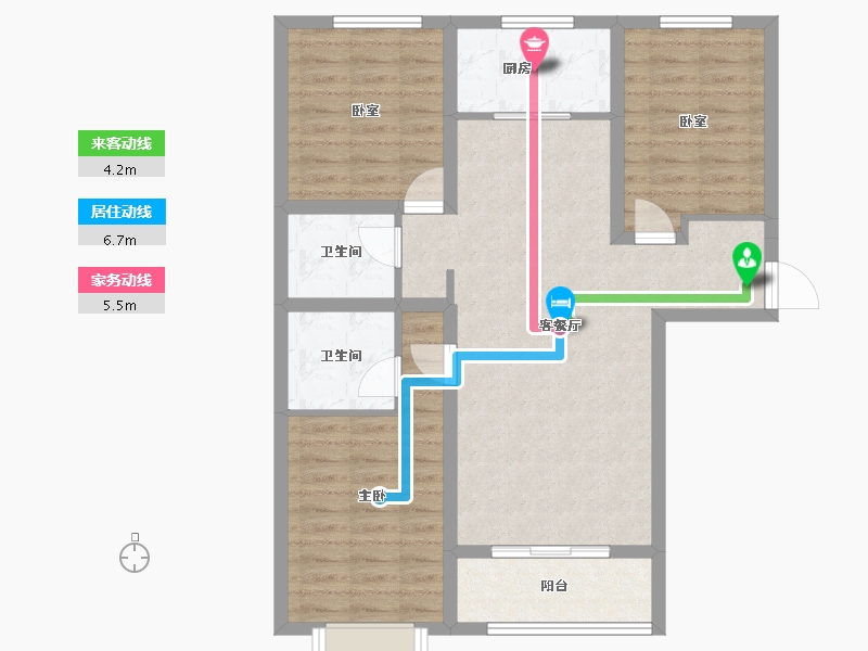 山西省-太原市-旭日·梧桐苑-88.52-户型库-动静线