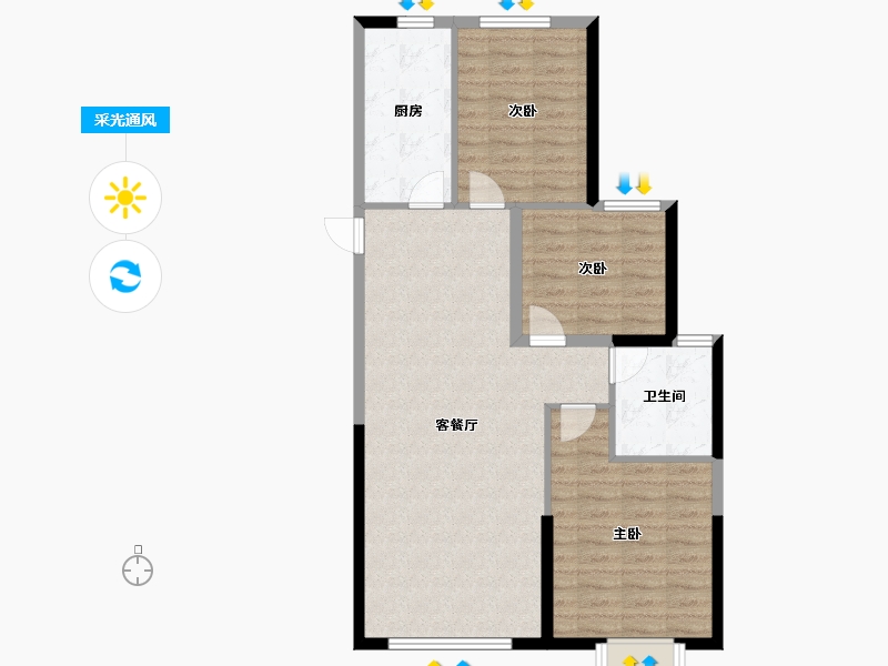 甘肃省-兰州市-瑞岭悦府-84.80-户型库-采光通风