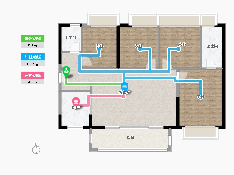 广东省-佛山市-时代水岸-104.00-户型库-动静线