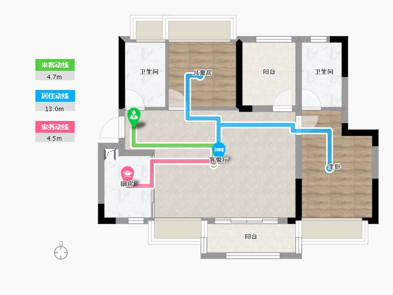 广东省-佛山市-正荣新希望金洲府-70.46-户型库-动静线