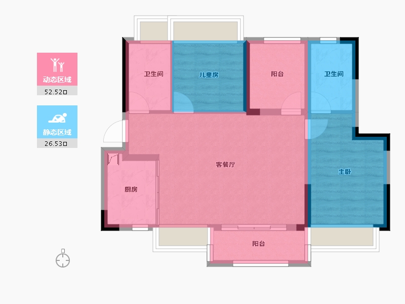 广东省-佛山市-正荣新希望金洲府-70.46-户型库-动静分区