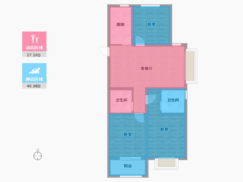 山西省-太原市-绿城中正诚园-74.70-户型库-动静分区