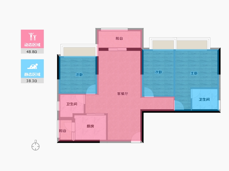 广东省-广州市-粤海·壹桂府-77.60-户型库-动静分区