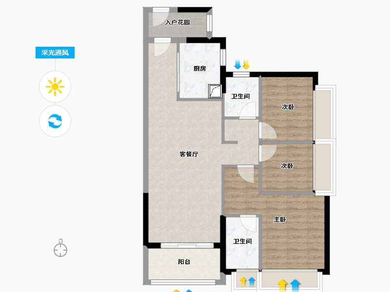 广东省-佛山市-时代水岸-78.40-户型库-采光通风