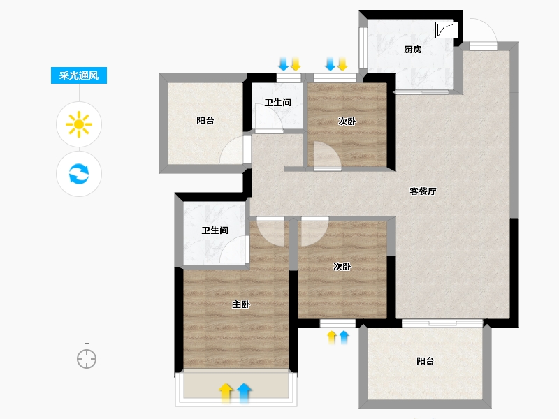 广西壮族自治区-南宁市-中建邕和府-75.15-户型库-采光通风