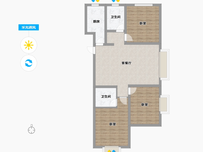 山西省-太原市-青年城未来御-89.92-户型库-采光通风