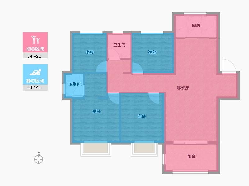 安徽省-合肥市-孔雀城时代北宸-88.82-户型库-动静分区