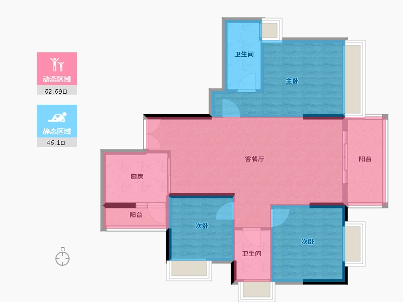 广东省-广州市-粤泰荣廷府-98.40-户型库-动静分区