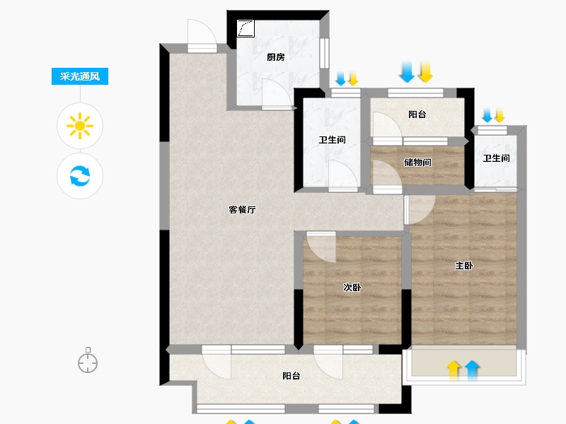 山东省-青岛市-中梁拾光映像-80.00-户型库-采光通风