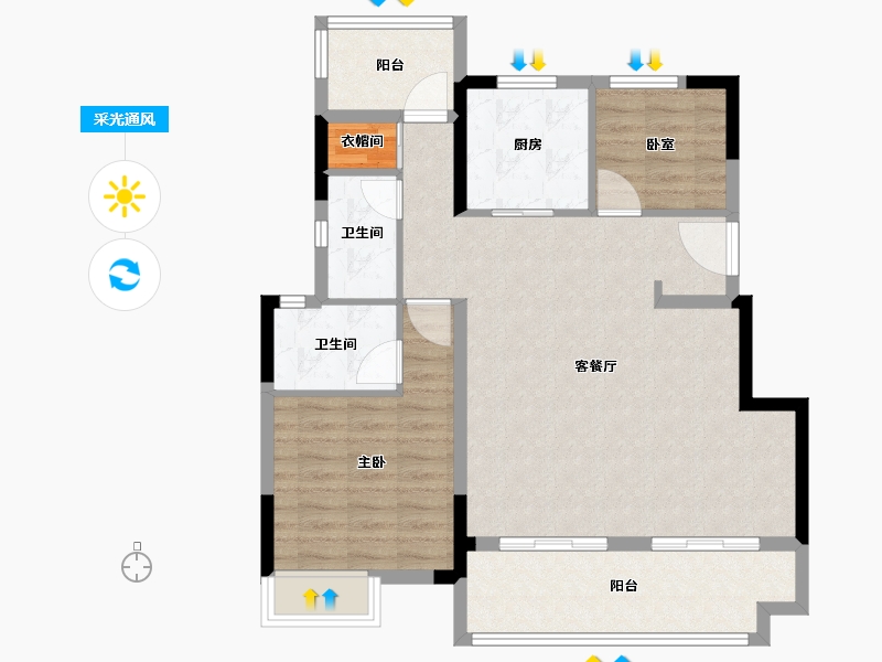 安徽省-合肥市-旭辉望江来-88.80-户型库-采光通风