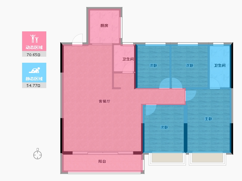 浙江省-杭州市-富春云庄-114.40-户型库-动静分区