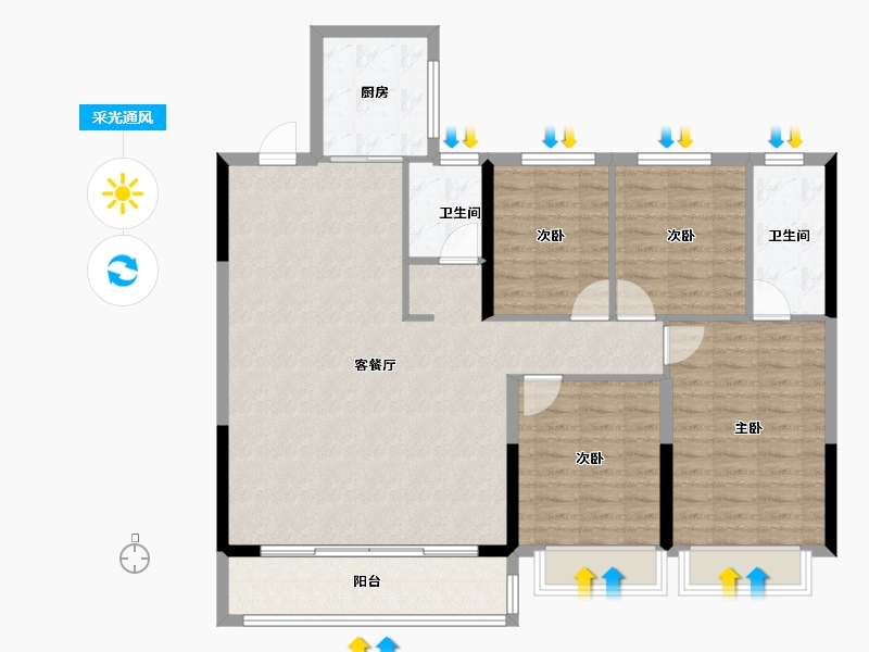 浙江省-杭州市-富春云庄-114.40-户型库-采光通风