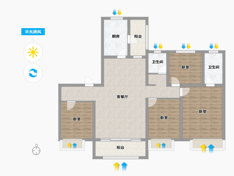 甘肃省-兰州市-兰州新区市政家园-115.84-户型库-采光通风