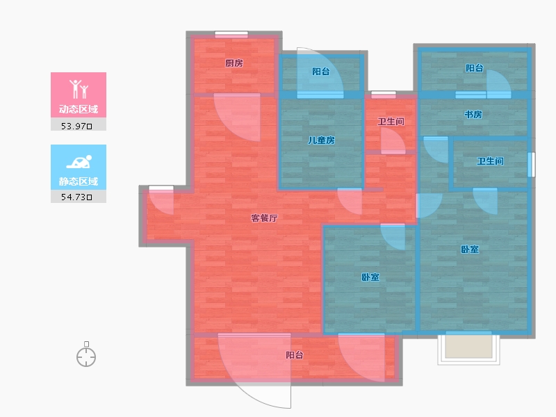 湖南省-衡阳市-绿地衡阳城际空间站-98.21-户型库-动静分区