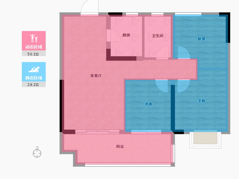 安徽省-合肥市-中梁世茂十里晴川-71.20-户型库-动静分区