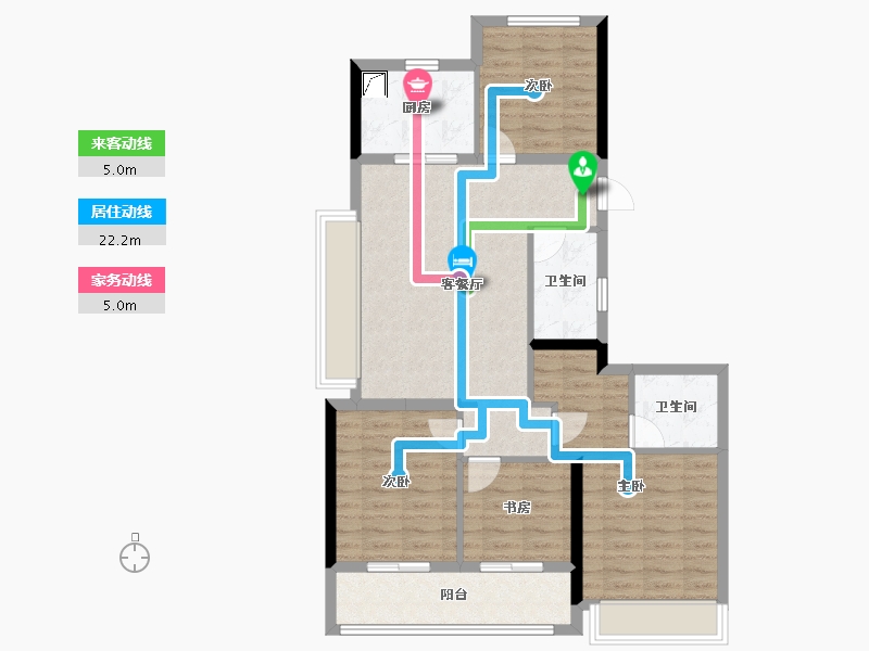 浙江省-杭州市-兴耀枫漫小筑-91.28-户型库-动静线