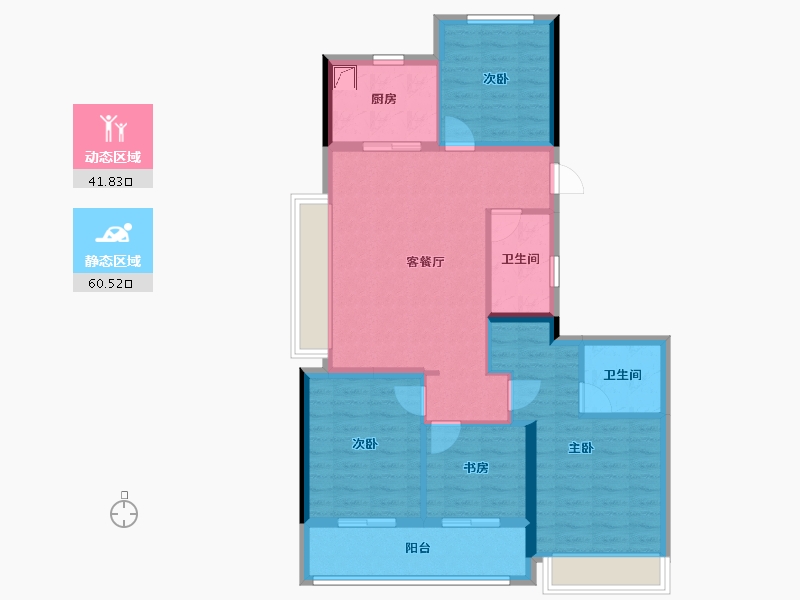 浙江省-杭州市-兴耀枫漫小筑-91.28-户型库-动静分区