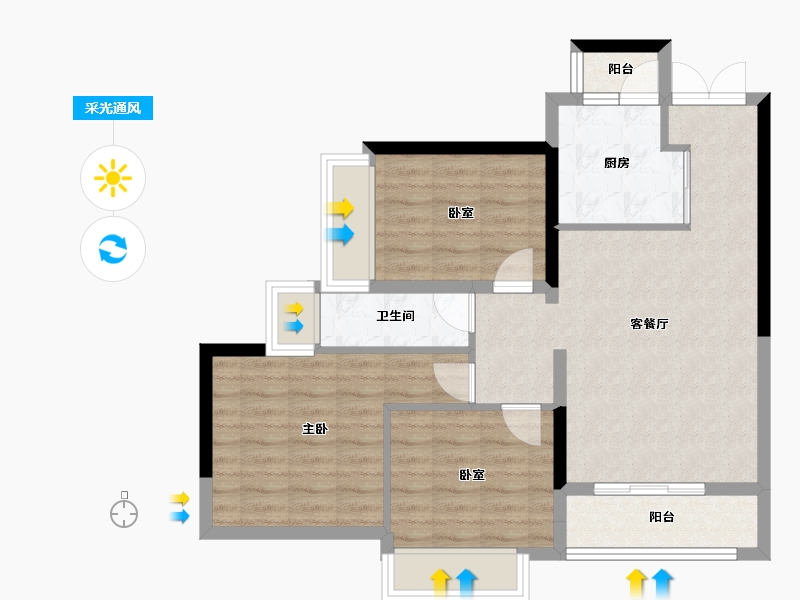 广东省-广州市-金融街花溪小镇-73.61-户型库-采光通风