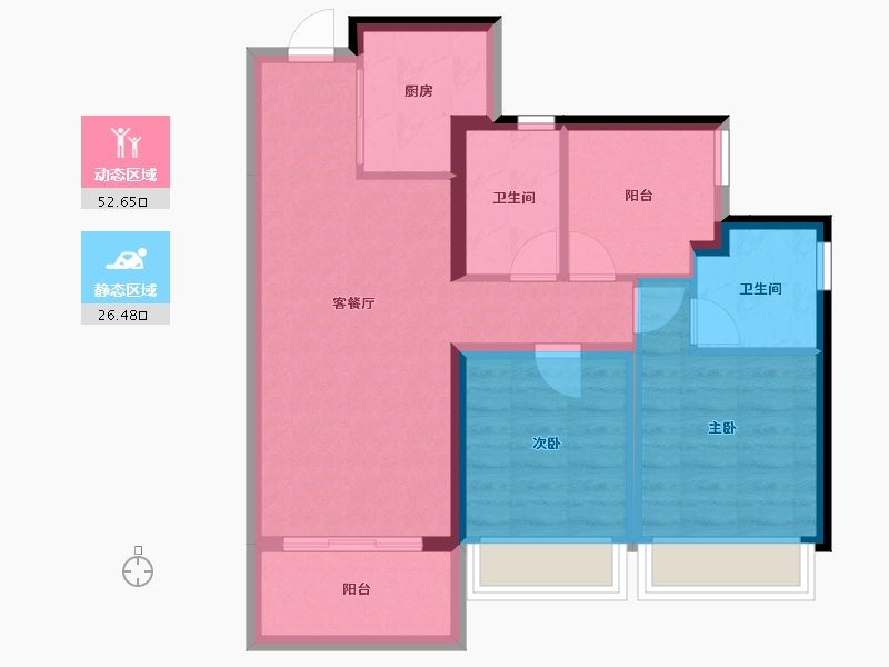 广东省-佛山市-美的海伦堡云湾府-70.15-户型库-动静分区