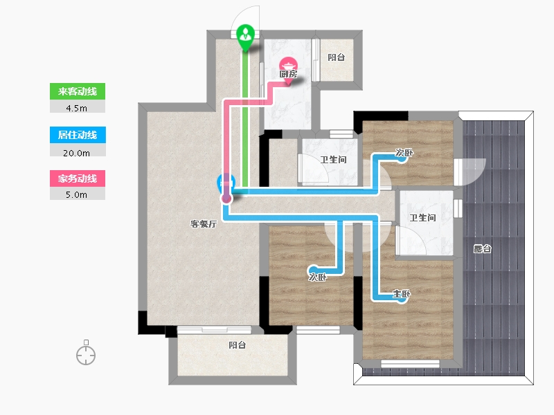 广西壮族自治区-南宁市-万科第五园-76.00-户型库-动静线