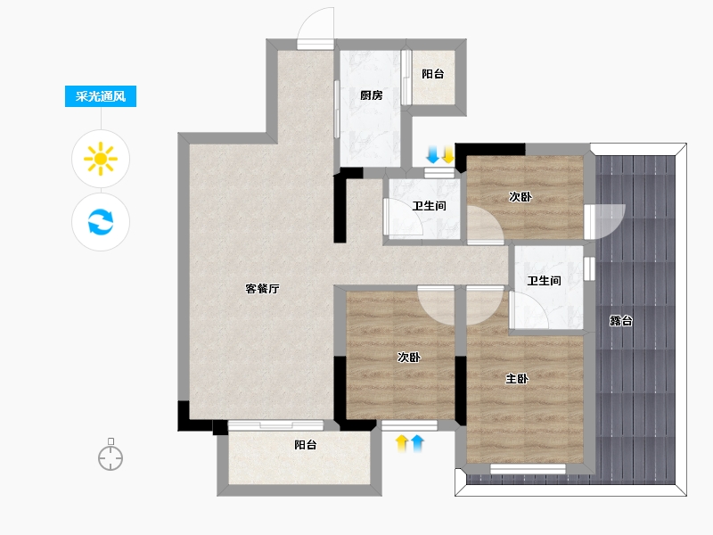 广西壮族自治区-南宁市-万科第五园-76.00-户型库-采光通风