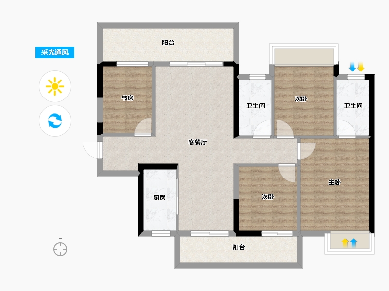 广西壮族自治区-南宁市-阳光城大唐檀境-101.27-户型库-采光通风