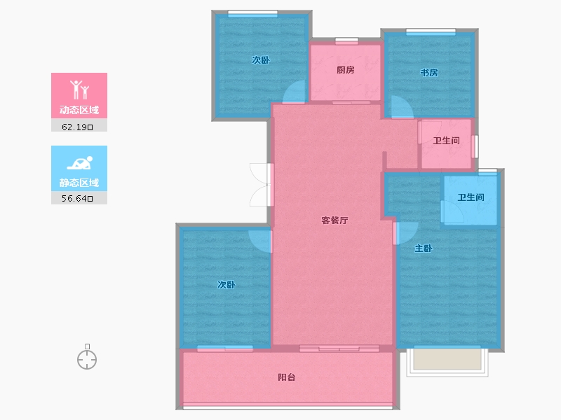 安徽省-合肥市-禹洲绿城蘭园-107.83-户型库-动静分区