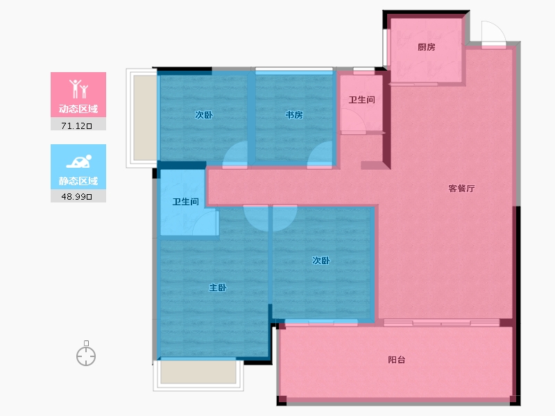 广西壮族自治区-南宁市-富鸣香山水岸-108.66-户型库-动静分区