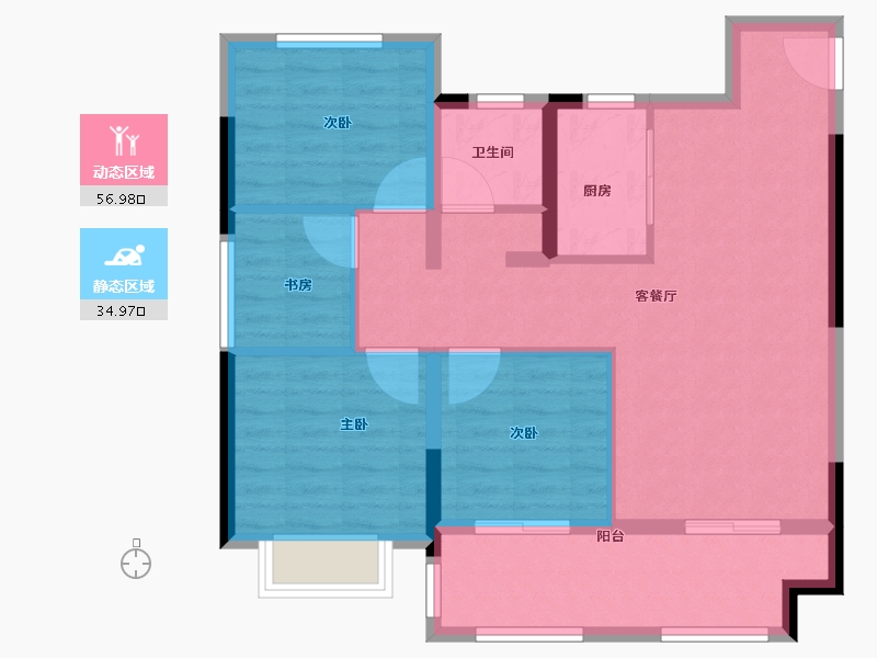 安徽省-合肥市-翡丽东方-82.36-户型库-动静分区