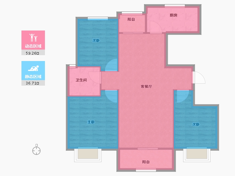 甘肃省-兰州市-能舟壹号院-87.51-户型库-动静分区