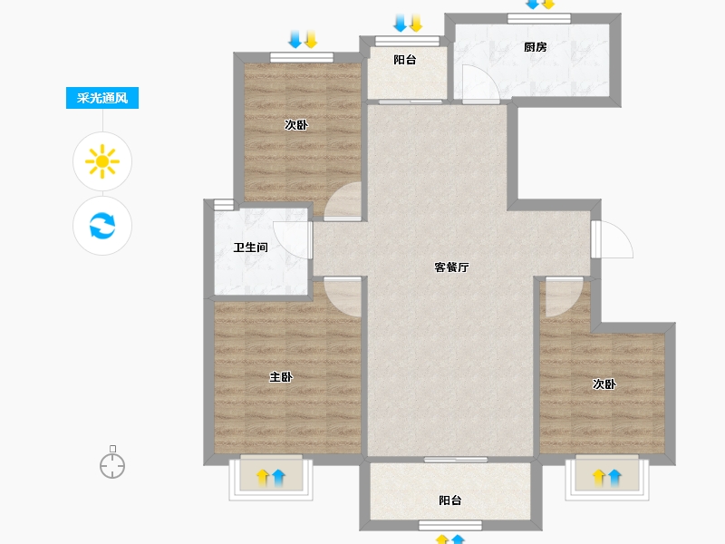 甘肃省-兰州市-能舟壹号院-87.51-户型库-采光通风