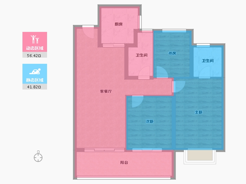 安徽省-合肥市-禹洲绿城蘭园-88.43-户型库-动静分区