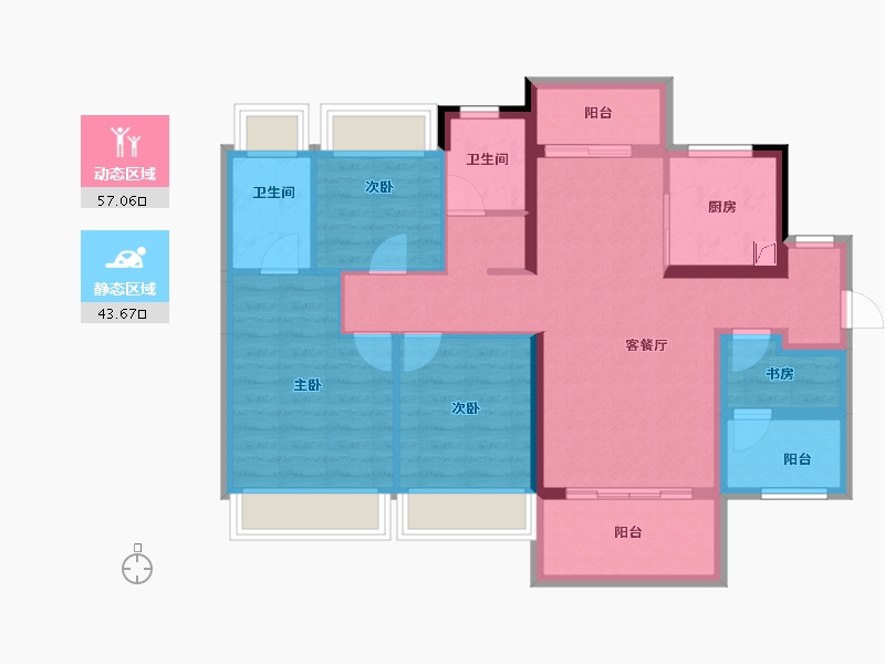 广东省-佛山市-美的海伦堡云湾府-88.77-户型库-动静分区