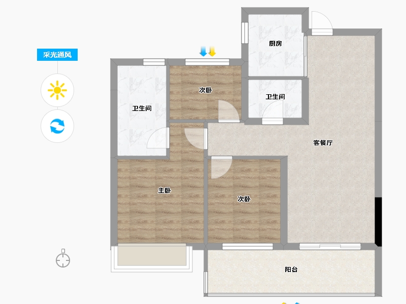 浙江省-杭州市-佳源湘湖印象-77.11-户型库-采光通风