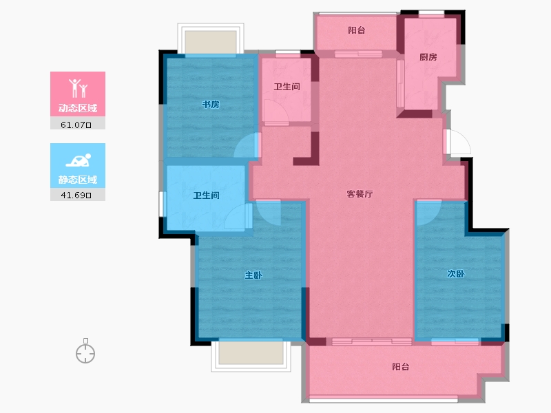 安徽省-合肥市-绿地柏仕公馆-91.62-户型库-动静分区