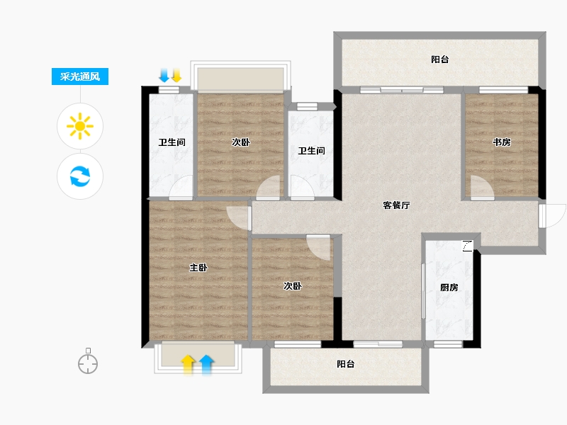 广西壮族自治区-南宁市-阳光城大唐檀境-110.02-户型库-采光通风