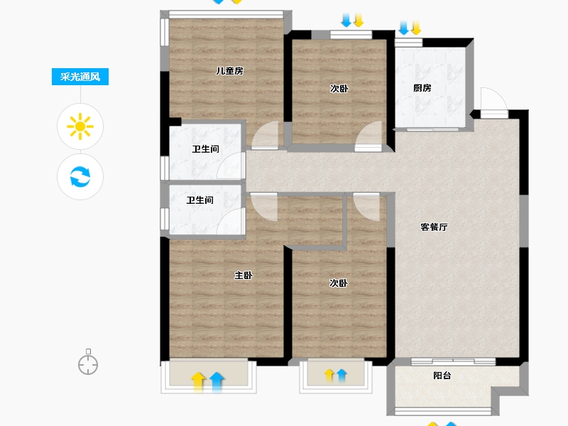 安徽省-合肥市-高速中央公园-98.00-户型库-采光通风