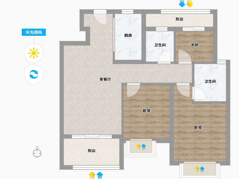 江西省-南昌市-新城高速·昱江来-72.91-户型库-采光通风