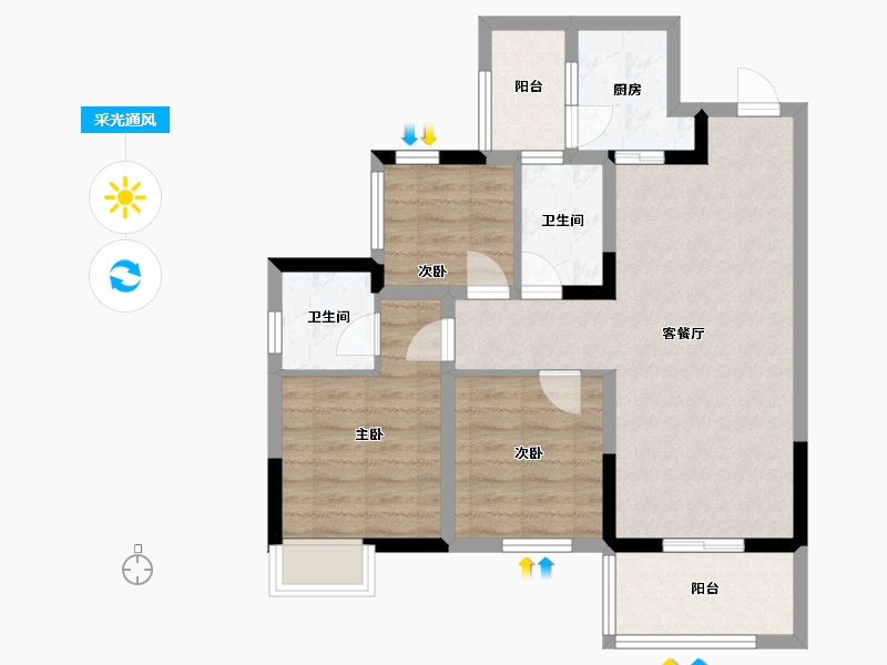 四川省-眉山市-融锦府-80.00-户型库-采光通风