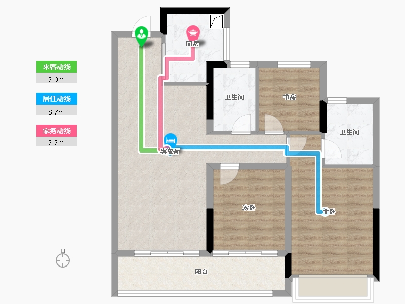 浙江省-杭州市-富春云庄-81.60-户型库-动静线