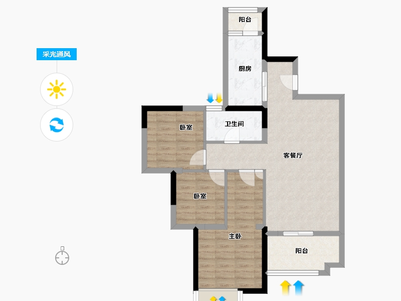 广东省-广州市-嘉云汇·云廷-77.60-户型库-采光通风