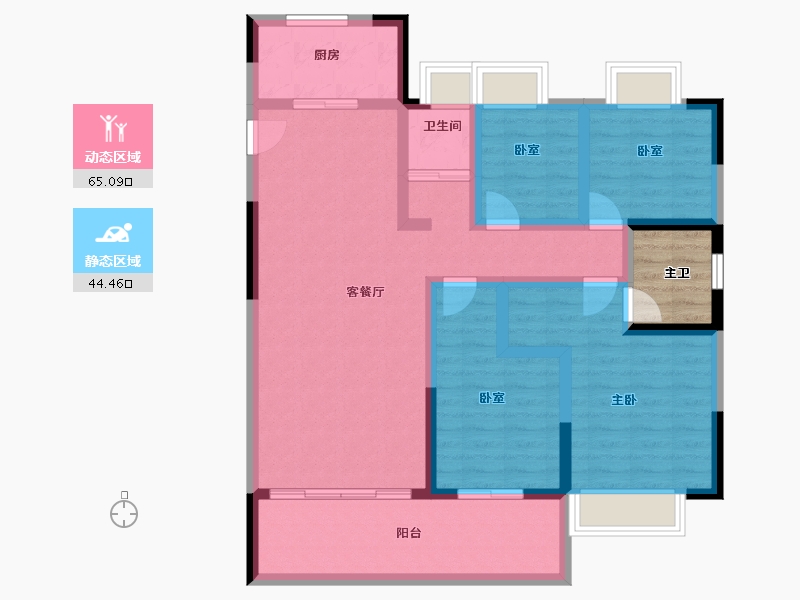 安徽省-巢湖市-碧桂园翡翠观澜-105.60-户型库-动静分区