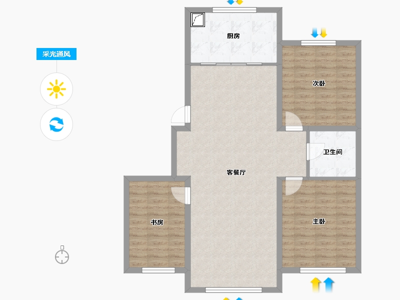 辽宁省-抚顺市-格林尚品-88.68-户型库-采光通风