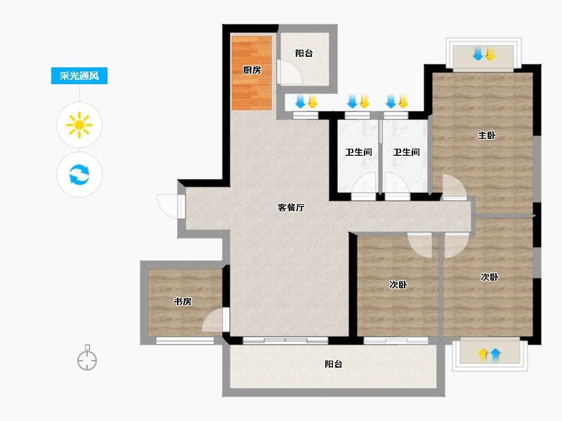 广西壮族自治区-南宁市-建工城-92.00-户型库-采光通风