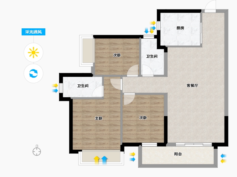 广西壮族自治区-南宁市-龙光天瀛-88.51-户型库-采光通风