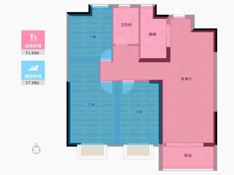 甘肃省-兰州市-瑞岭御府-79.67-户型库-动静分区